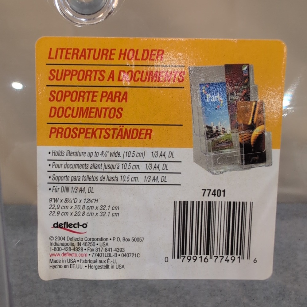 Deflecto‎ 77401 Clear Acrylic 6 Pocket Literature Display Holder Wall Mountable - Picture 3 of 3